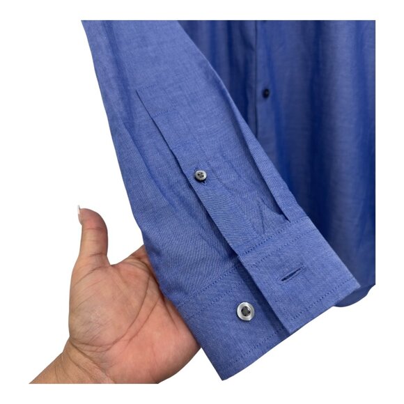 J. Ferrar Slim Fit Blue Long Sleeve Button-Up Shirt SZ Small Sleeve 100% Cotton - Picture 10 of 13